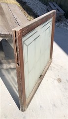 Etched Frosted Clear Glass Vintage Church Window, Architectural Art Glass, H,