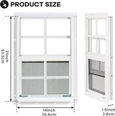 Double Pack 14″ x 21″ Durable Shed Windows with Built-In Screens & Easy Install