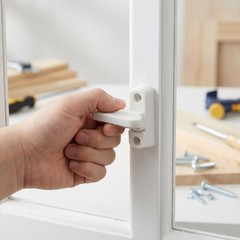 1 Set White Durable Window Bolt Latch Plastic Metal Casement Security Lock