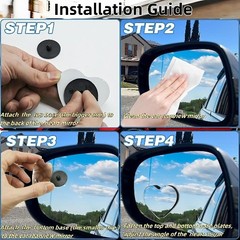 Heart Shaped Blind Spot Mirrors 2 Pack, Large Wide Angle Convex Mirror for Side