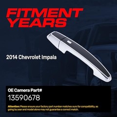 Black/Chrome Exterior Door Handle Replacement for Chevrolet Impala 2014 (LTZ