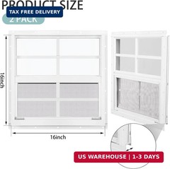 16″ X 16″ Shed Windows 2 Pack, Small Sliding Window with Tempered Glass & Metal