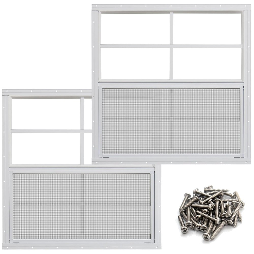 Durable 24×24 Shed Windows with Tempered Glass – Pack of 2