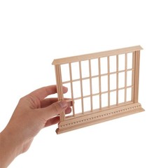 Unfinished Beige Mini Wood Window Frame for Dollhouse and Model House Decor
