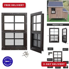 NeatiEase 2 Pack Shed Windows 12×18 Tempered Glass Brown Frame