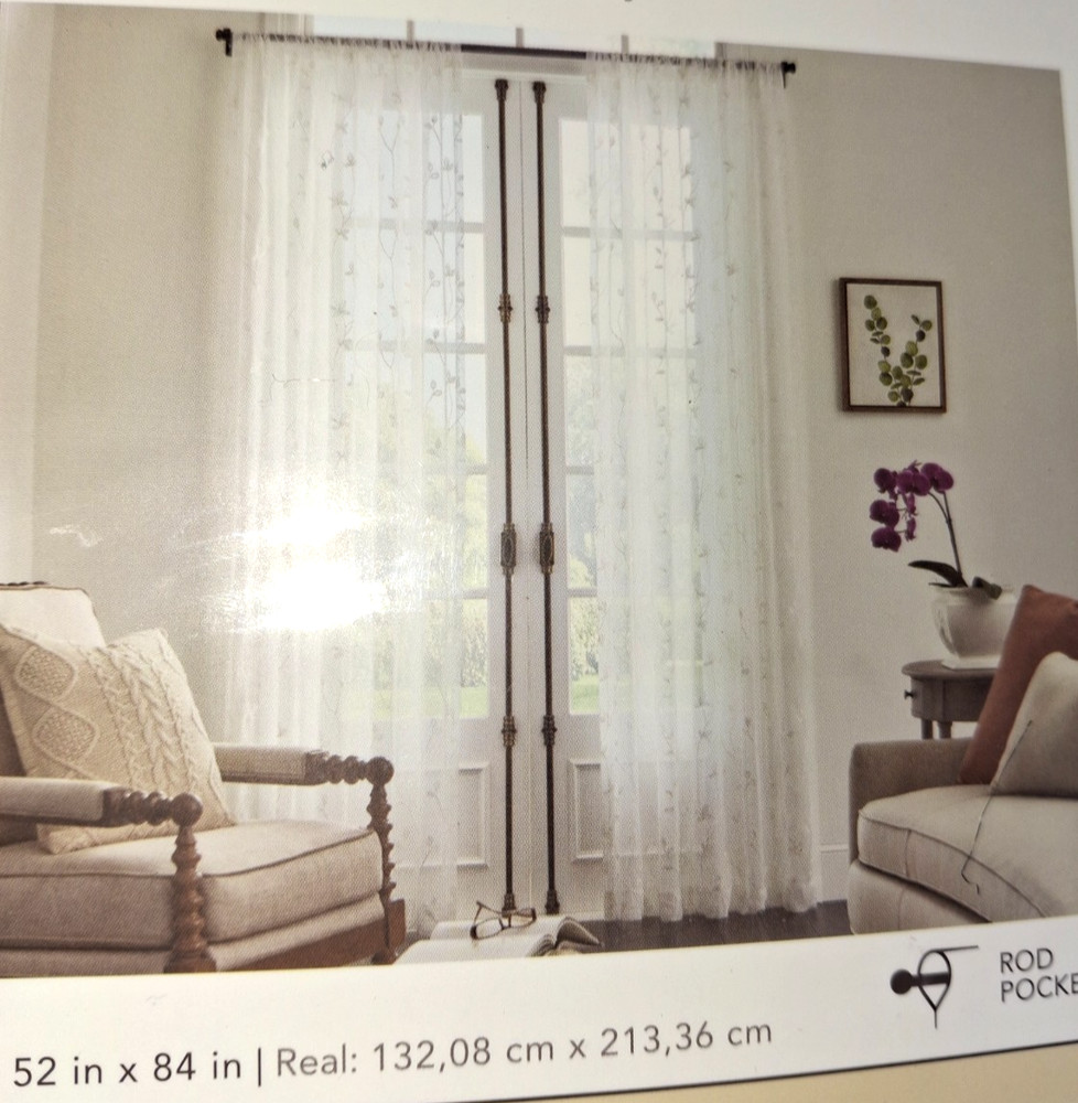 Allen Roth | Meera | Sheer | Ivory | 52x84in | 2 pc set #1242318 new in pkg