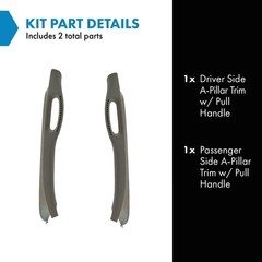 TRQ A Pillar Trim Panel w/Pull Handle Set of 2 LH RH Sides Compatible with Do…
