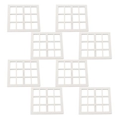 8Pcs Wooden Mini Window Frames for Dollhouse Reusable White Craft Accessories