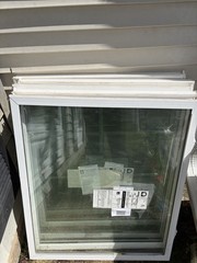 Pella Modern White Vinyl Sliding Window Double-Pane Colonial Grids Lock