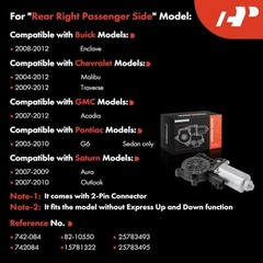 Power Window Lift Motor (2-Pin) Compatible with Chevrolet & GMC & Buick &