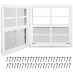 2 Pack 16” x 16” White Shed Windows with Tempered Glass