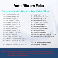 Front or Rear Left Power Window Lift Motor Compatible with Chevy Driver Side