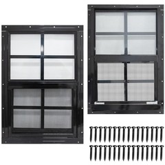 Small Shed Window, 18×23 Flush Mount, Black Frame, 2 Pack