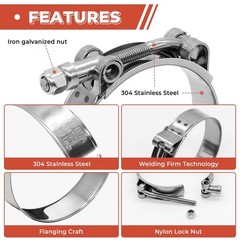 24 Pack 12 Size T-Bolt Hose Clamps, Stainless Steel_304 Working Range 28mm-11…
