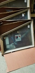 Andersen 400 Series Trapezoid Roof Pitch Windows 3 Window Set Sandtone 144″x72″