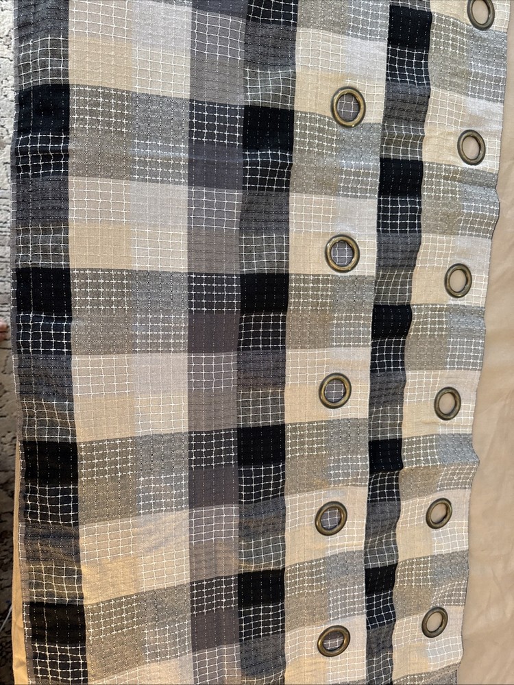 Two Piece Valances Or For Two Windows Checkered Brown Black White And Cream