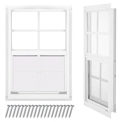 2 Pack 12”x18” Shed Windows, Small Sliding Windows, White Flush Mount Pack