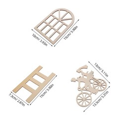 16Pcs Durable Mini Wood Window Frames for Craft Dollhouse Interior Accessories