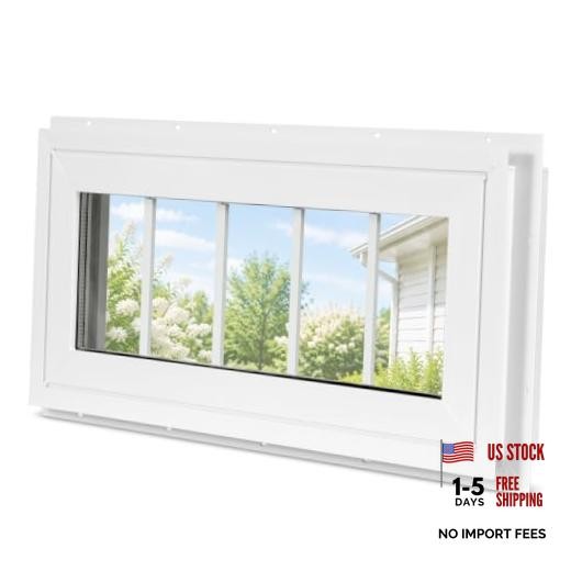 Vinyl Transom Window 10″ X 29″, Fixed Double Pane Glass Windows | White
