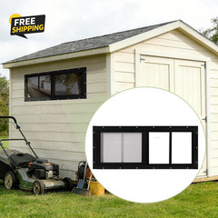 2 Pack 10×18 Sliding Shed Windows Black Tempered Glass Screen Chicken Coop