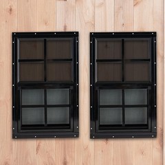 14″ x 27″ Black Shed Windows 2 Pack – Tempered Glass Flush Mount for Coop, Garag