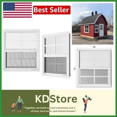 2-Pack White Aluminum Shed & Playhouse Windows with Tempered Glass