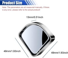 2PCS Car Fan-Shaped Blind Spot Mirrors, HD Wide-Angle Adjustable Color: Silver