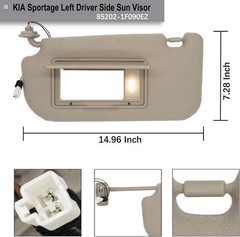 Driver Left Side Sun Visor Replacement Fits for Beige(Driver Side with Light)