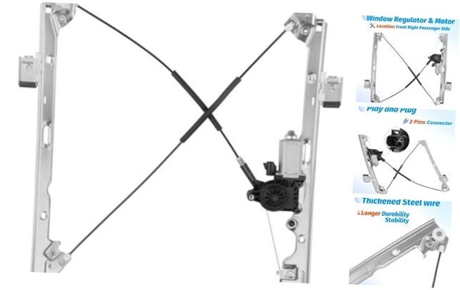 Front Passenge Side Window Regulator with Motor (2 Pins) 741-443 Compatible