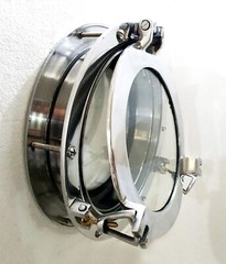 12″ Canal Boat Porthole Window Glass Porthole Home Decorative (Shiny Silver)
