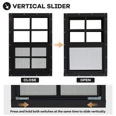2 Pack Shed Windows 24″x36″ Tempered Glass & Fiberglass Screen for Coop, Barn, G