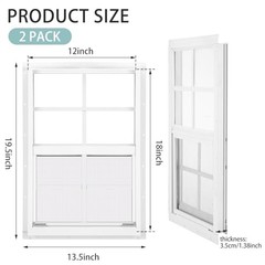 2 Pack 12”x18” Shed Windows, Small Sliding Windows, White Flush Mount Pack
