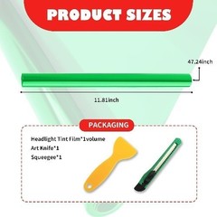 12×47 Inch Self-Adhesive Headlight & Tail Light Tint Film Kit wit Color: Green