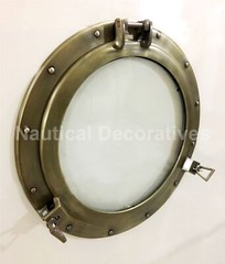 20″ Aluminum Porthole Antique Finish~Porthole Glass Ship Window Home Decor