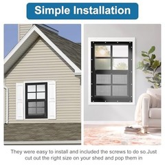 2 Pack 18″x23″ Black Flush Mount Shed Windows with Tempered Glass & Screen – Ide