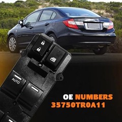 35750TR0A11 Master Power Window Switch for Honda Civic 2012 2013, Sedan 4dr,