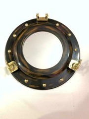 Beautiful Handmade Wooden Porthole-Window Mirror Round Glass Nautical Wall Decor
