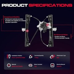 Front Driver Side Power Window Regulator (7 Pins) Fit for Front Driver (LH)