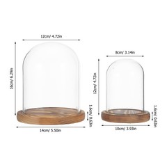 Reusable Glass Dome Cover with Solid Wood Base Clear Display for Ornaments