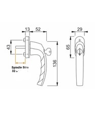 HOPPE Lockable Luxembourg Handle for Tilt & Turn Windows w/ Key, 099S/U26- BLACK