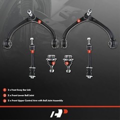 Set of 6, Front Upper Control Arm, Sway Bar Link, Lower Ball Joint,