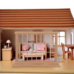 Unfinished Beige Mini Wood Window Frame for Dollhouse and Model House Decor