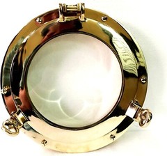 12″ Canal Boat Porthole Window Shiny Brass Door Window Glass Porthole Home Decor