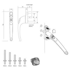 UPVC Window Handle Universal ERA Espag Upvc Key Locking Double Glazing 5 Spindle