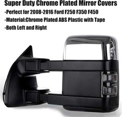 Super Duty Chrome Plated Mirror Covers Ultra Durable Top Half for 2008-2016 Ford