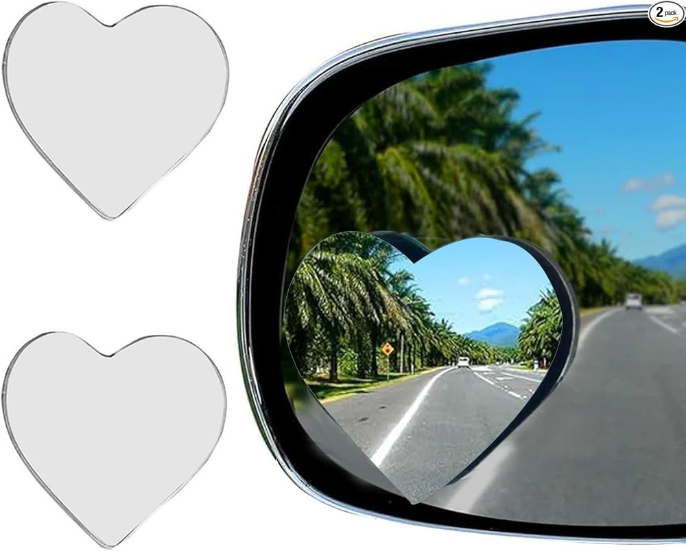 2 Pack Heart Blind Spot Mirrors, Heart Shaped Wide Angle Convex Rearview Side Mi