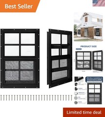 Weather-Resistant Shed Windows – 2 Pack 24″ x 27″ Black Aluminum with Screens