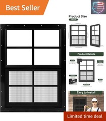 1 Pack Black Shed Windows 18″ x 23″ Flush Mount Window with Tempered Glass an…