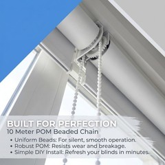 Smooth Operation White Pom Beaded Chain for Roller Blind Repair