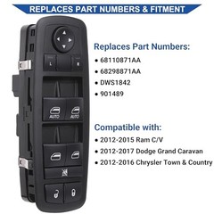 Power Window Switch Button Front Left Driver Side Compatible with Dodge Grand